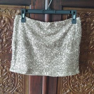 Gold sequin mini skirt
